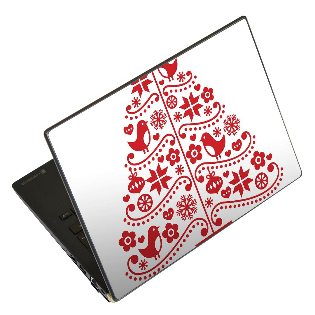 ノートパソコン スキンシール 13.3インチまで対応 汎用ステッカー 2枚セット LAVIE用 FMV用 LIFEBOOK用 Dynabook用 Lenovo用 Thinkbook用 IdeaPad用 HP用 Pavillon用 ENVY用 Elite用 Dell用 Vostro用 Inspiron用 VAIO用 009717 クリスマス ツリー 赤