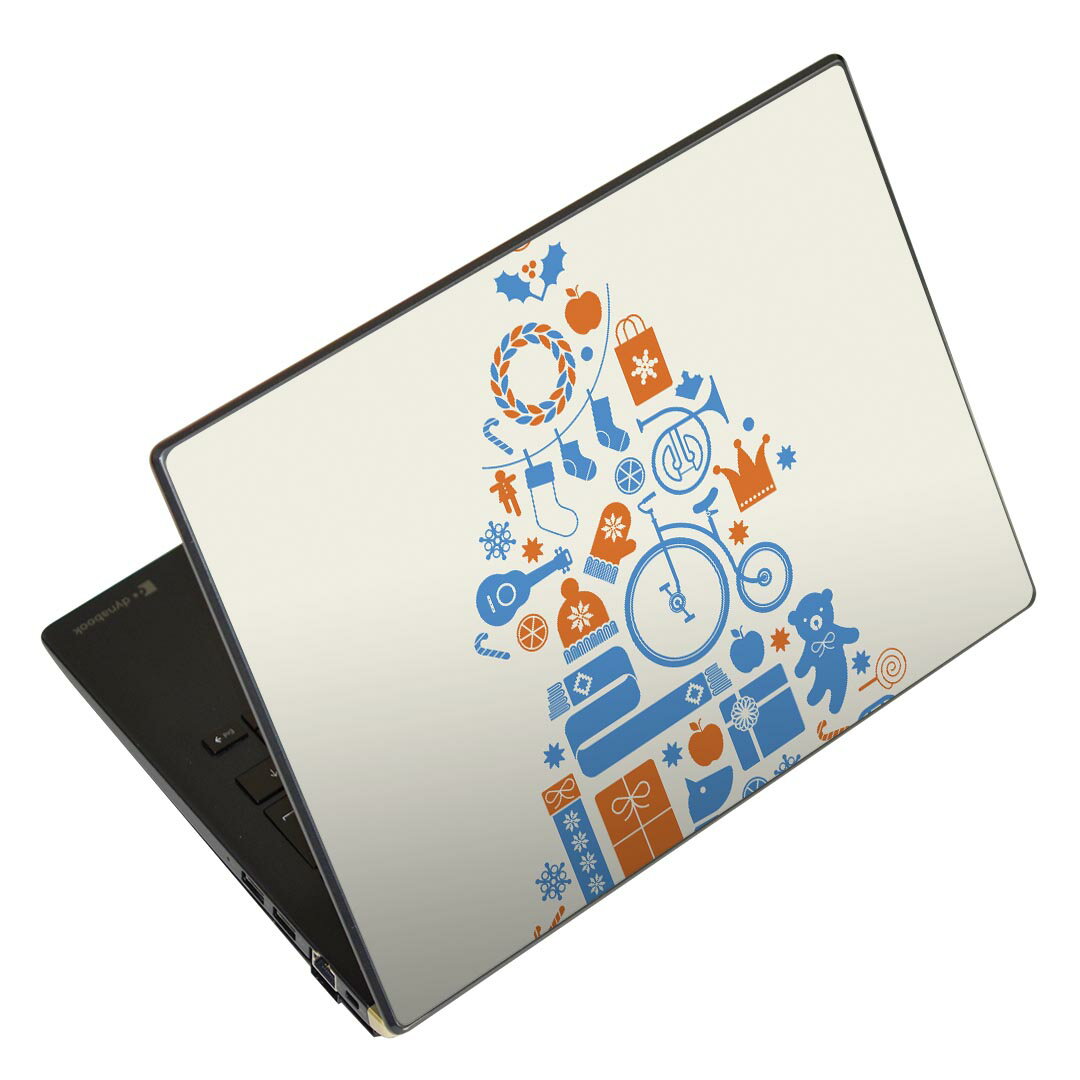 ノートパソコン スキンシール 13.3インチまで対応 汎用ステッカー 2枚セット LAVIE用 FMV用 LIFEBOOK用 Dynabook用 Lenovo用 Thinkbook用 IdeaPad用 HP用 Pavillon用 ENVY用 Elite用 Dell用 Vostro用 Inspiron用 VAIO用 009740 クリスマス ツリー 青