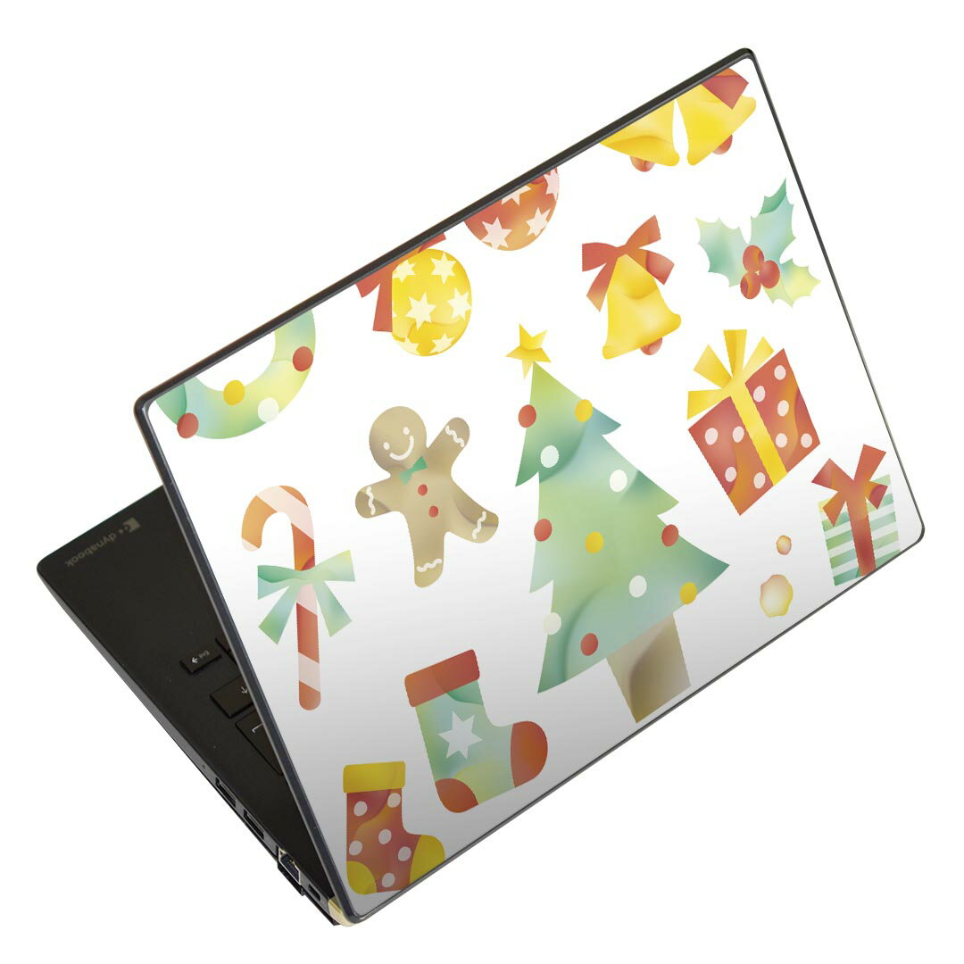 ノートパソコン スキンシール 17インチまで対応 汎用ステッカー 2枚セット LAVIE用 FMV用 LIFEBOOK用 Dynabook用 Lenovo用 Thinkbook用 IdeaPad用 HP用 Pavillon用 ENVY用 Elite用 Dell用 Vostro用 Inspiron用 VAIO用 010017 クリスマス ツリー 英語