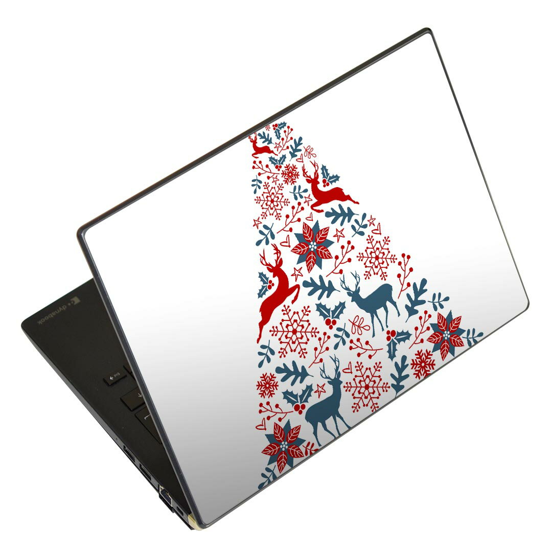 ノートパソコン スキンシール 17インチまで対応 汎用ステッカー 2枚セット LAVIE用 FMV用 LIFEBOOK用 Dynabook用 Lenovo用 Thinkbook用 IdeaPad用 HP用 Pavillon用 ENVY用 Elite用 Dell用 Vostro用 Inspiron用 VAIO用 010018 クリスマス ツリー 英語
