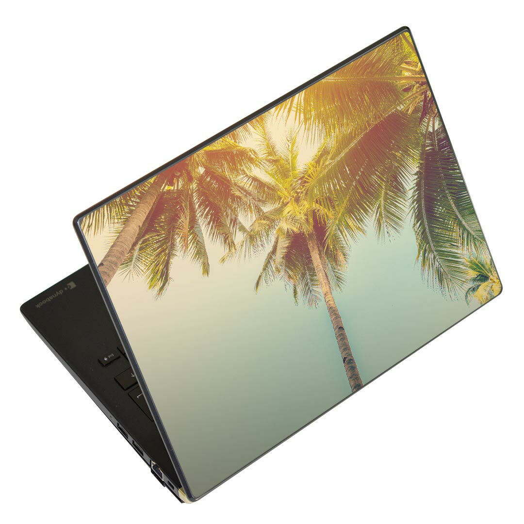 ノートパソコン スキンシール 17インチまで対応 汎用ステッカー 2枚セット LAVIE用 FMV用 LIFEBOOK用 Dynabook用 Lenovo用 Thinkbook用 IdeaPad用 HP用 Pavillon用 ENVY用 Elite用 Dell用 Vostro用 Inspiron用 VAIO用 010529 ヤシの木 風景