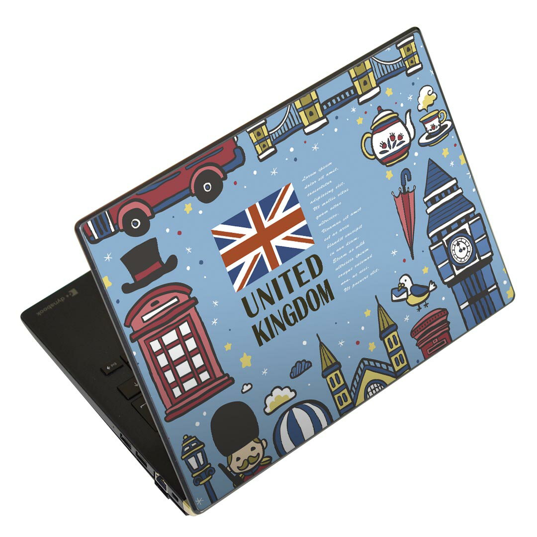 ノートパソコン スキンシール 13.3インチまで対応 汎用ステッカー 2枚セット LAVIE用 FMV用 LIFEBOOK用 Dynabook用 Lenovo用 Thinkbook用 IdeaPad用 HP用 Pavillon用 ENVY用 Elite用 Dell用 Vostro用 Inspiron用 VAIO用 010583 イギリス 風景 青