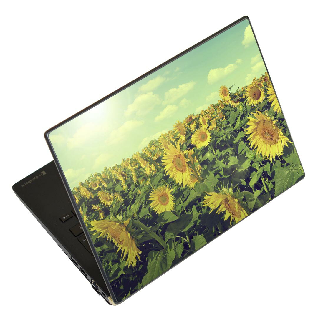 ノートパソコン スキンシール 17インチまで対応 汎用ステッカー 2枚セット LAVIE用 FMV用 LIFEBOOK用 Dynabook用 Lenovo用 Thinkbook用 IdeaPad用 HP用 Pavillon用 ENVY用 Elite用 Dell用 Vostro用 Inspiron用 VAIO用 011053 花 ひまわり 夏