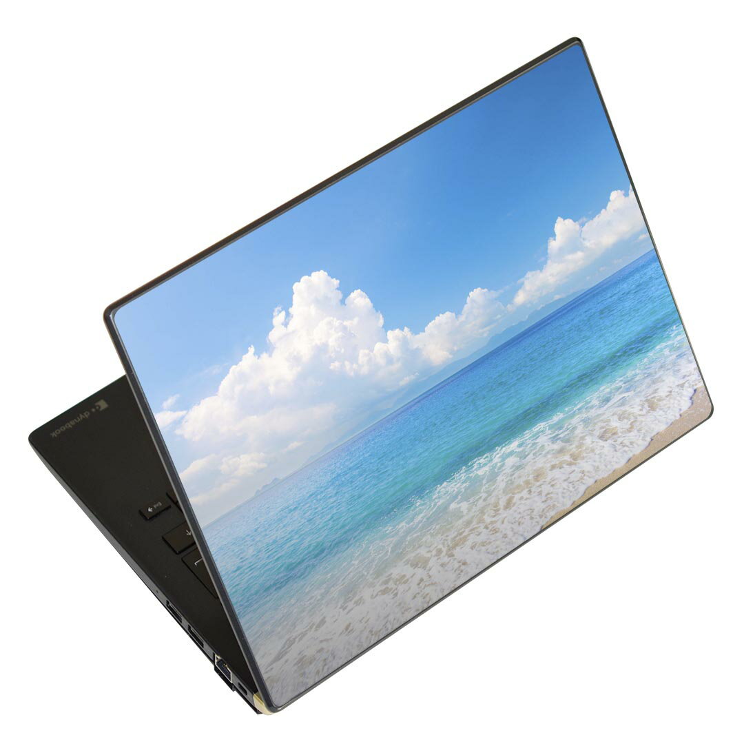ノートパソコン スキンシール 17インチまで対応 汎用ステッカー 2枚セット LAVIE用 FMV用 LIFEBOOK用 Dynabook用 Lenovo用 Thinkbook用 IdeaPad用 HP用 Pavillon用 ENVY用 Elite用 Dell用 Vostro用 Inspiron用 VAIO用 011085 海 ビーチ 写真