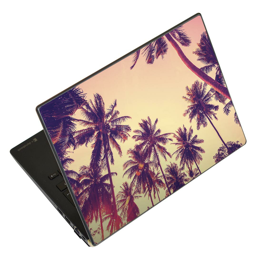 ノートパソコン スキンシール 13.3インチまで対応 汎用ステッカー 2枚セット LAVIE用 FMV用 LIFEBOOK用 Dynabook用 Lenovo用 Thinkbook用 IdeaPad用 HP用 Pavillon用 ENVY用 Elite用 Dell用 Vostro用 Inspiron用 VAIO用 011308 夏　ヤシの木　夕日