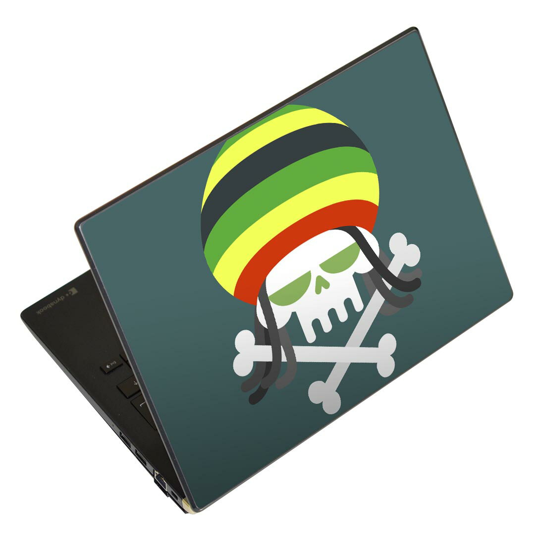 ノートパソコン スキンシール 13.3インチまで対応 汎用ステッカー 2枚セット LAVIE用 FMV用 LIFEBOOK用 Dynabook用 Lenovo用 Thinkbook用 IdeaPad用 HP用 Pavillon用 ENVY用 Elite用 Dell用 Vostro用 Inspiron用 VAIO用 011826 レゲエ　音楽　骸骨