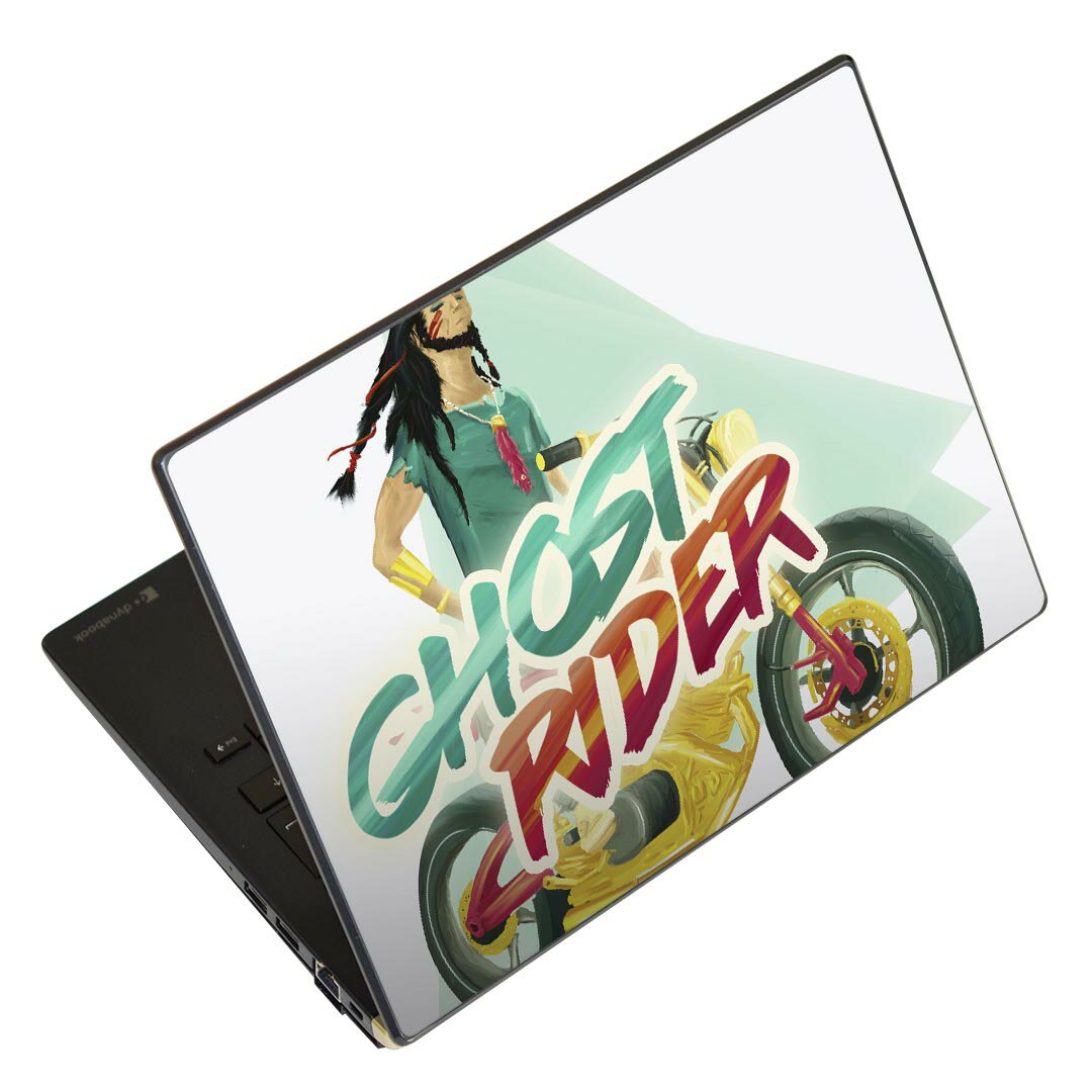 ノートパソコン スキンシール 13.3インチまで対応 汎用ステッカー 2枚セット LAVIE用 FMV用 LIFEBOOK用 Dynabook用 Lenovo用 Thinkbook用 IdeaPad用 HP用 Pavillon用 ENVY用 Elite用 Dell用 Vostro用 Inspiron用 VAIO用 011886 英字　かっこいい　バイク
