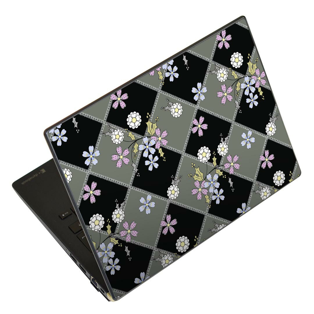 ノートパソコン スキンシール 17インチまで対応 汎用ステッカー 2枚セット LAVIE用 FMV用 LIFEBOOK用 Dynabook用 Lenovo用 Thinkbook用 IdeaPad用 HP用 Pavillon用 ENVY用 Elite用 Dell用 Vostro用 Inspiron用 VAIO用 011890 花柄　模様　かわいい