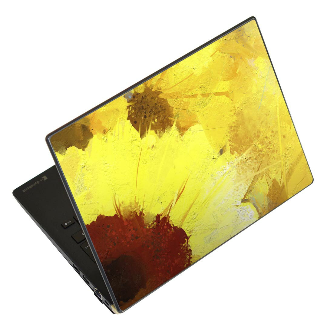 ノートパソコン スキンシール 13.3インチまで対応 汎用ステッカー 2枚セット LAVIE用 FMV用 LIFEBOOK用 Dynabook用 Lenovo用 Thinkbook用 IdeaPad用 HP用 Pavillon用 ENVY用 Elite用 Dell用 Vostro用 Inspiron用 VAIO用 012204 ひまわり 黄色 絵画
