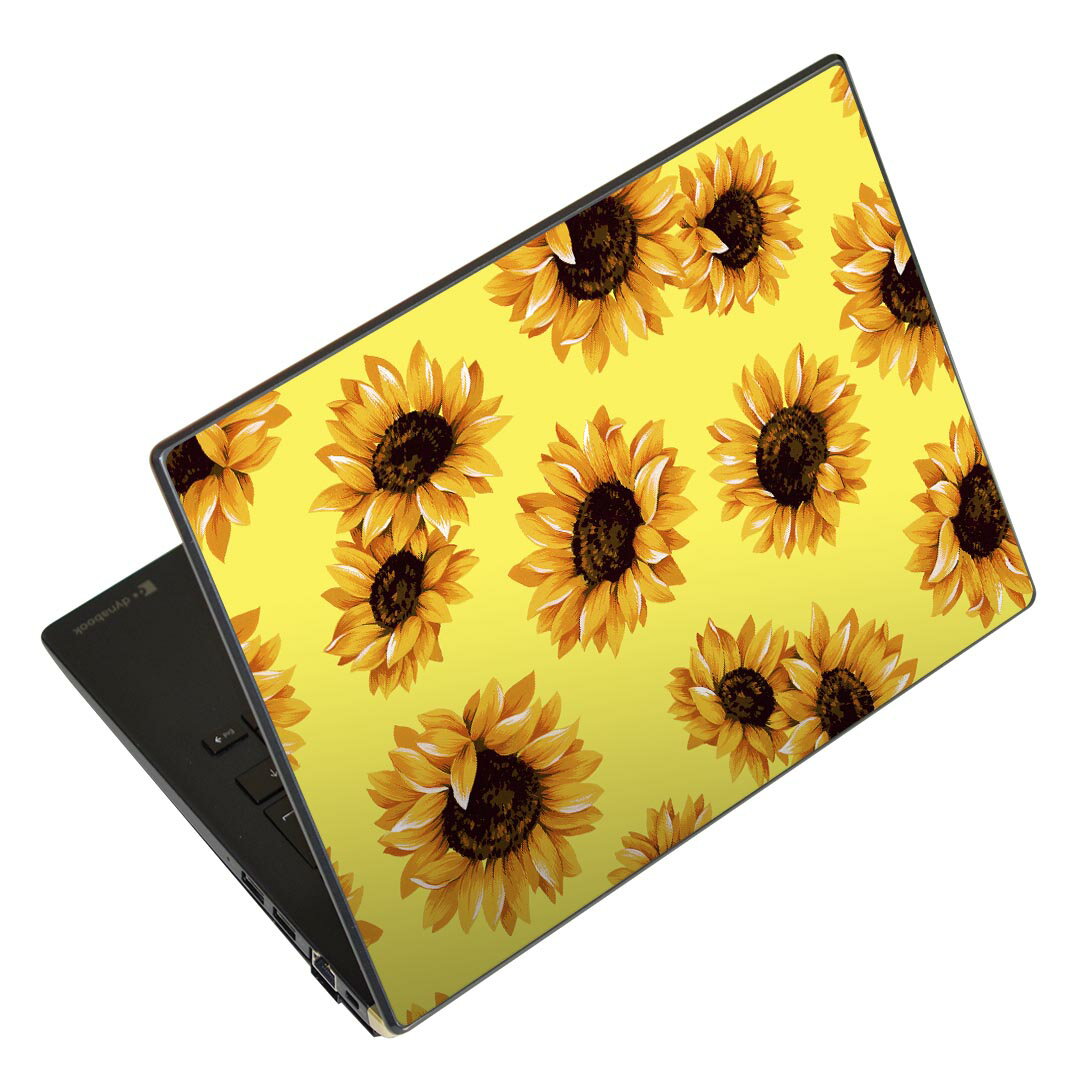 ノートパソコン スキンシール 13.3インチまで対応 汎用ステッカー 2枚セット LAVIE用 FMV用 LIFEBOOK用 Dynabook用 Lenovo用 Thinkbook用 IdeaPad用 HP用 Pavillon用 ENVY用 Elite用 Dell用 Vostro用 Inspiron用 VAIO用 012207 ひまわり 花 黄色