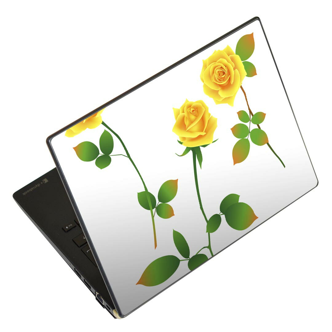 ノートパソコン スキンシール 17インチまで対応 汎用ステッカー 2枚セット LAVIE用 FMV用 LIFEBOOK用 Dynabook用 Lenovo用 Thinkbook用 IdeaPad用 HP用 Pavillon用 ENVY用 Elite用 Dell用 Vostro用 Inspiron用 VAIO用 012974 父の日 花 黄色