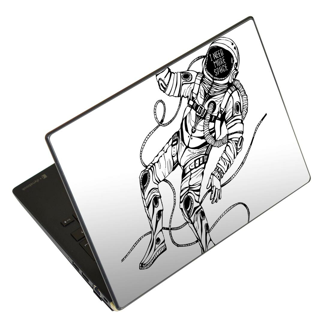 ノートパソコン スキンシール 17インチまで対応 汎用ステッカー 2枚セット LAVIE用 FMV用 LIFEBOOK用 Dynabook用 Lenovo用 Thinkbook用 IdeaPad用 HP用 Pavillon用 ENVY用 Elite用 Dell用 Vostro用 Inspiron用 VAIO用 013333 宇宙　宇宙服　モノトーン