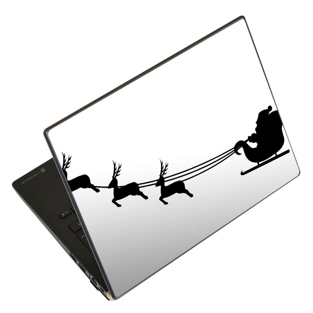 ノートパソコン スキンシール 13.3インチまで対応 汎用ステッカー 2枚セット LAVIE用 FMV用 LIFEBOOK用 Dynabook用 Lenovo用 Thinkbook用 IdeaPad用 HP用 Pavillon用 ENVY用 Elite用 Dell用 Vostro用 Inspiron用 VAIO用 013832 クリスマス サンタ シルエット