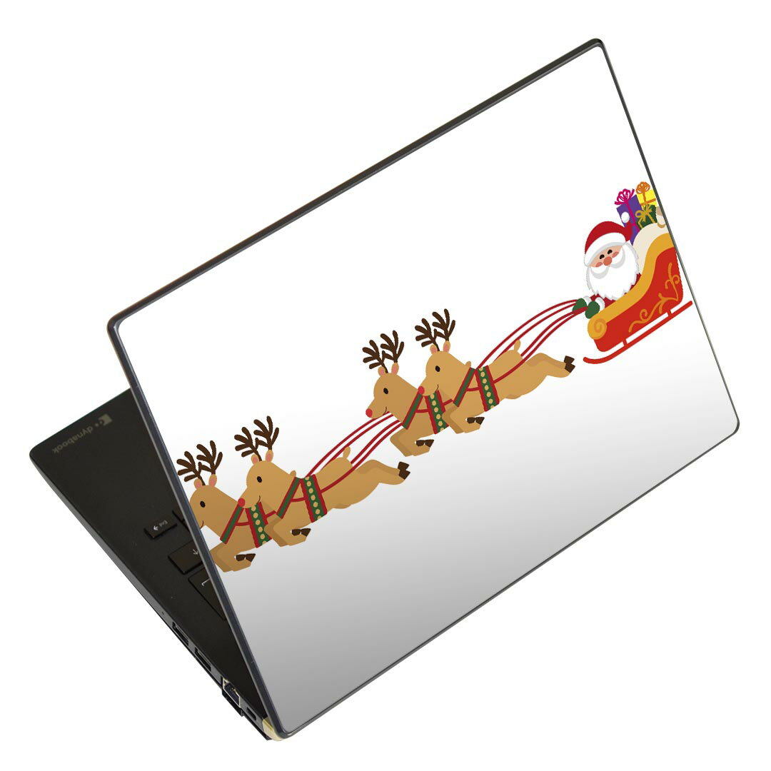 ノートパソコン スキンシール 13.3インチまで対応 汎用ステッカー 2枚セット LAVIE用 FMV用 LIFEBOOK用 Dynabook用 Lenovo用 Thinkbook用 IdeaPad用 HP用 Pavillon用 ENVY用 Elite用 Dell用 Vostro用 Inspiron用 VAIO用 013838 クリスマス サンタ トナカイ