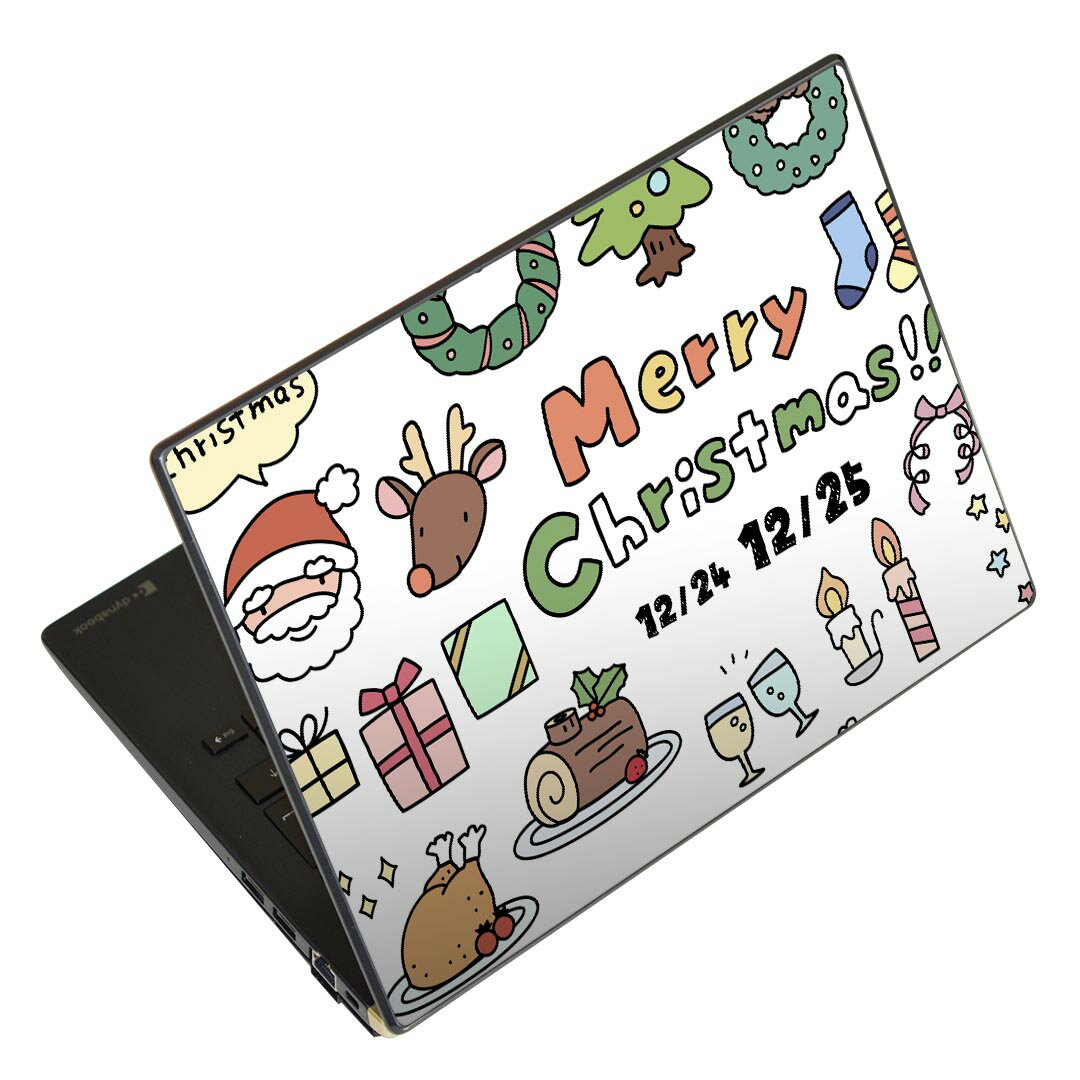 ノートパソコン スキンシール 13.3インチまで対応 汎用ステッカー 2枚セット LAVIE用 FMV用 LIFEBOOK用 Dynabook用 Lenovo用 Thinkbook用 IdeaPad用 HP用 Pavillon用 ENVY用 Elite用 Dell用 Vostro用 Inspiron用 VAIO用 013927 クリスマス サンタ トナカイ
