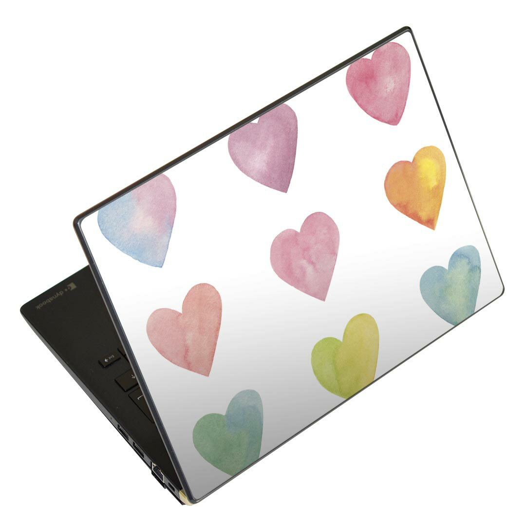 ノートパソコン スキンシール 17インチまで対応 汎用ステッカー 2枚セット LAVIE用 FMV用 LIFEBOOK用 Dynabook用 Lenovo用 Thinkbook用 IdeaPad用 HP用 Pavillon用 ENVY用 Elite用 Dell用 Vostro用 Inspiron用 VAIO用 014066 ハート カラフル