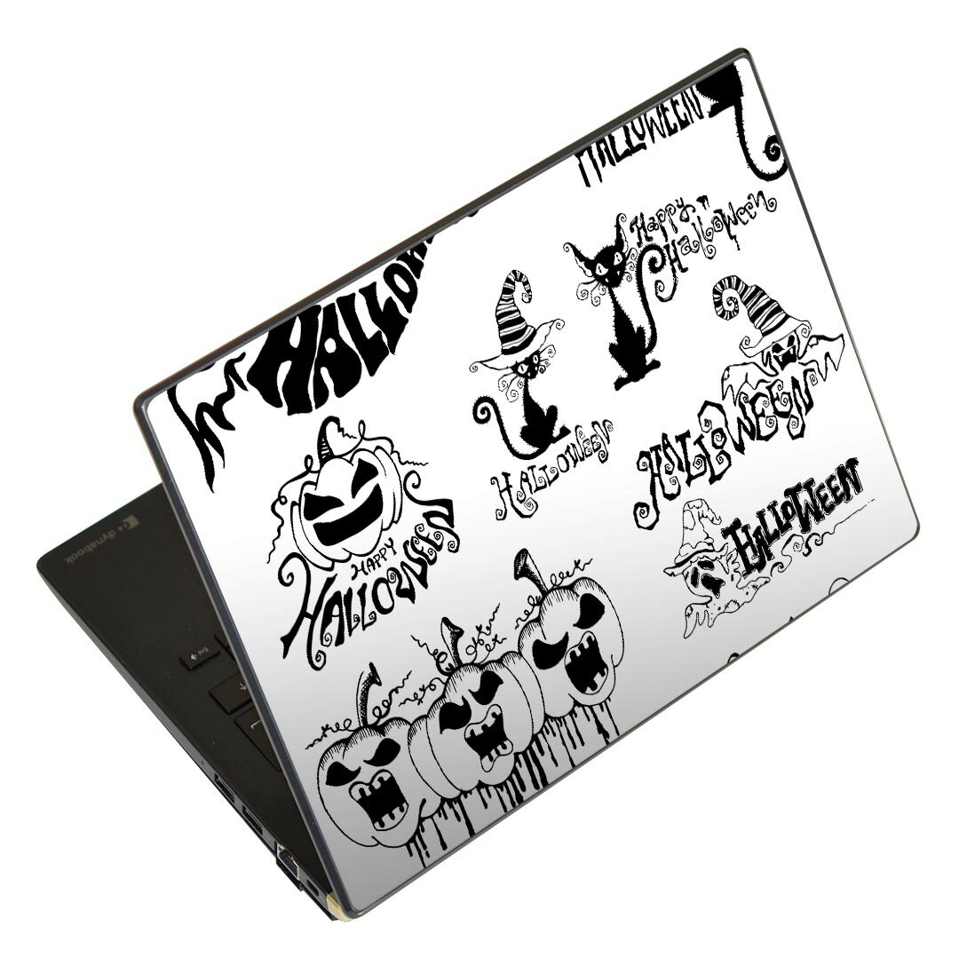 ノートパソコン スキンシール 13.3インチまで対応 汎用ステッカー 2枚セット LAVIE用 FMV用 LIFEBOOK用 Dynabook用 Lenovo用 Thinkbook用 IdeaPad用 HP用 Pavillon用 ENVY用 Elite用 Dell用 Vostro用 Inspiron用 VAIO用 014116 ハロウィン　かぼちゃ　おばけ