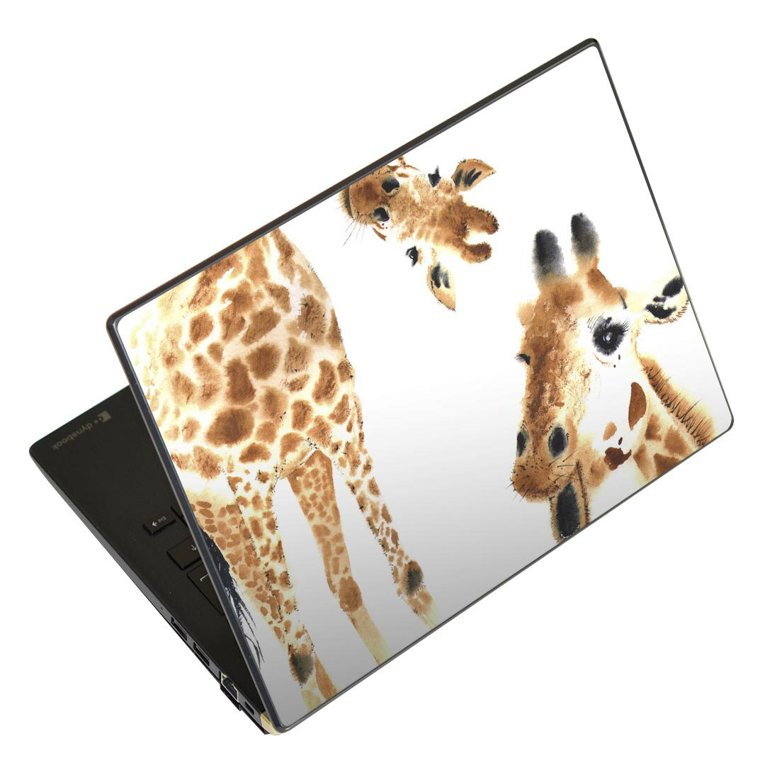 ノートパソコン スキンシール 17インチまで対応 汎用ステッカー 2枚セット LAVIE用 FMV用 LIFEBOOK用 Dynabook用 Lenovo用 Thinkbook用 IdeaPad用 HP用 Pavillon用 ENVY用 Elite用 Dell用 Vostro用 Inspiron用 VAIO用 014166 きりん　動物　アニマル