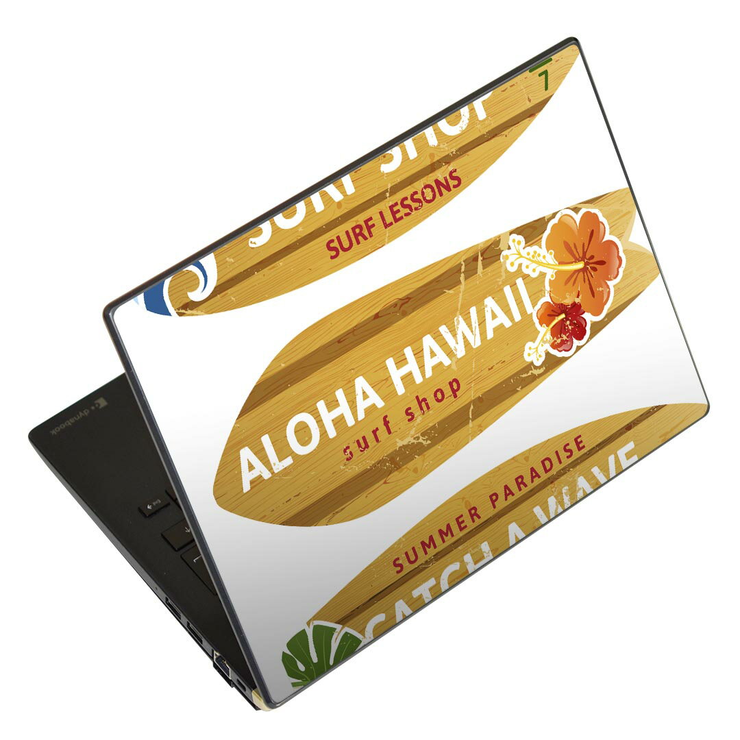 ノートパソコン スキンシール 13.3インチまで対応 汎用ステッカー 2枚セット LAVIE用 FMV用 LIFEBOOK用 Dynabook用 Lenovo用 Thinkbook用 IdeaPad用 HP用 Pavillon用 ENVY用 Elite用 Dell用 Vostro用 Inspiron用 VAIO用 014483 サーフィン リーフ ハイビスカス