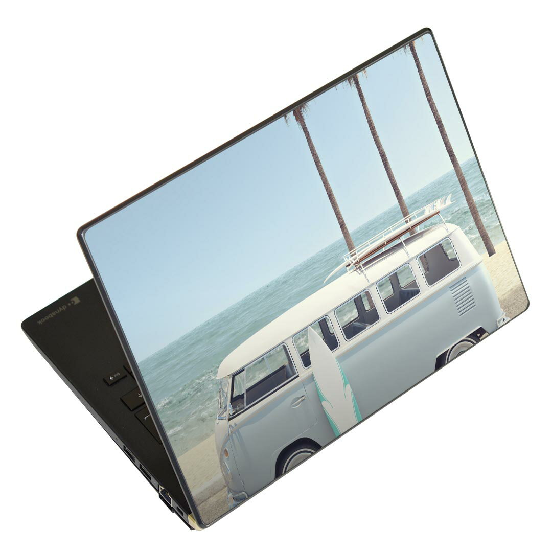 ノートパソコン スキンシール 13.3インチまで対応 汎用ステッカー 2枚セット LAVIE用 FMV用 LIFEBOOK用 Dynabook用 Lenovo用 Thinkbook用 IdeaPad用 HP用 Pavillon用 ENVY用 Elite用 Dell用 Vostro用 Inspiron用 VAIO用 014588 サーフィン　車　写真