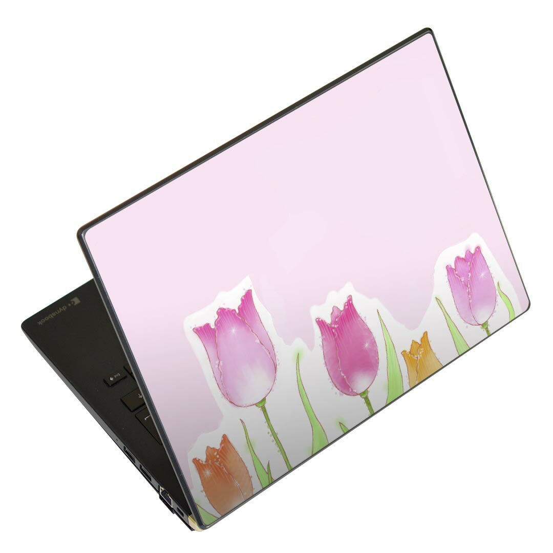 ノートパソコン スキンシール 13.3インチまで対応 汎用ステッカー 2枚セット LAVIE用 FMV用 LIFEBOOK用 Dynabook用 Lenovo用 Thinkbook用 IdeaPad用 HP用 Pavillon用 ENVY用 Elite用 Dell用 Vostro用 Inspiron用 VAIO用 014938 花 チューリップ 春