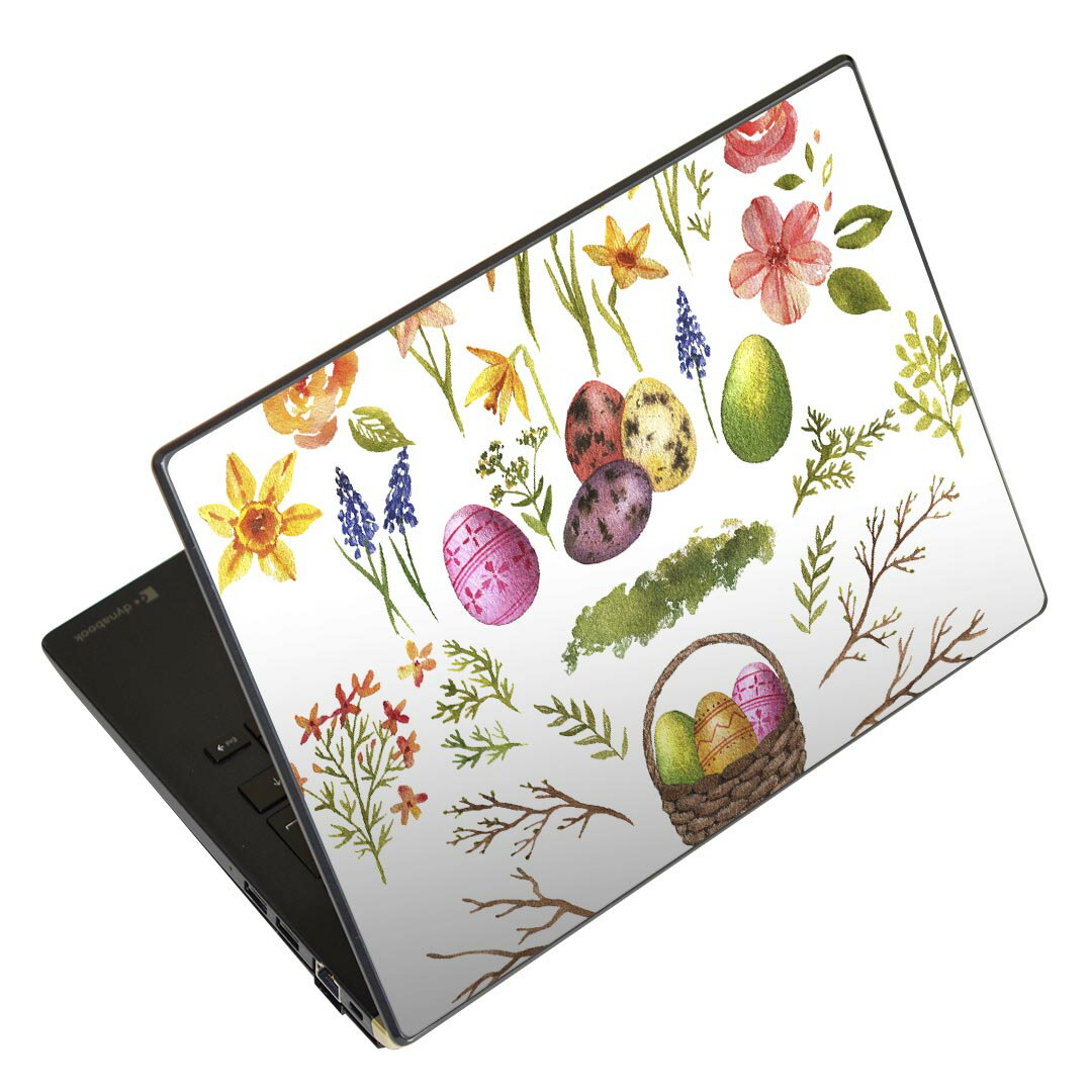 ノートパソコン スキンシール 13.3インチまで対応 汎用ステッカー 2枚セット LAVIE用 FMV用 LIFEBOOK用 Dynabook用 Lenovo用 Thinkbook用 IdeaPad用 HP用 Pavillon用 ENVY用 Elite用 Dell用 Vostro用 Inspiron用 VAIO用 015322 1 イースター たまご とり ケーキ パステル