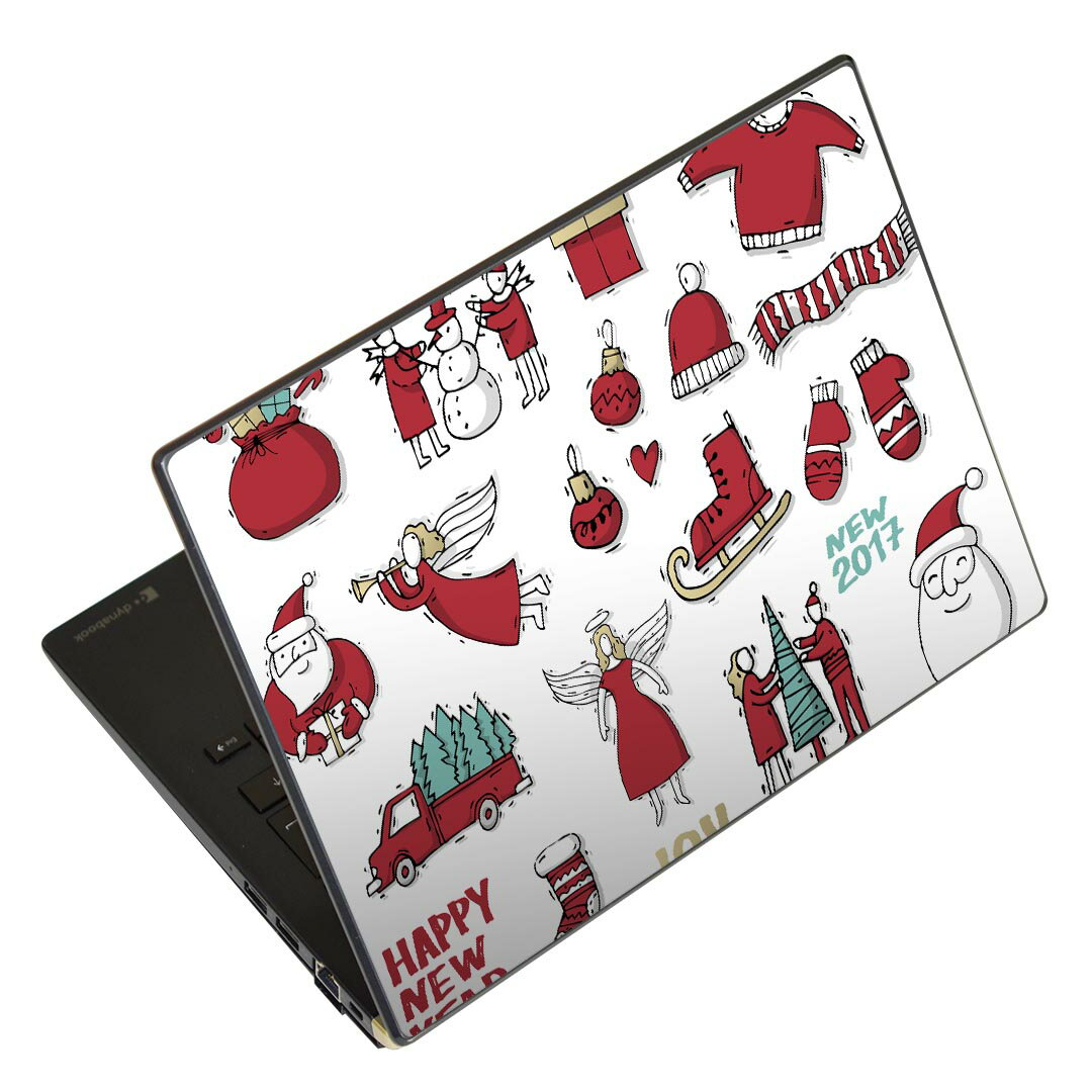 ノートパソコン スキンシール 13.3インチまで対応 汎用ステッカー 2枚セット LAVIE用 FMV用 LIFEBOOK用 Dynabook用 Lenovo用 Thinkbook用 IdeaPad用 HP用 Pavillon用 ENVY用 Elite用 Dell用 Vostro用 Inspiron用 VAIO用 015488 クリスマス サンタクロース