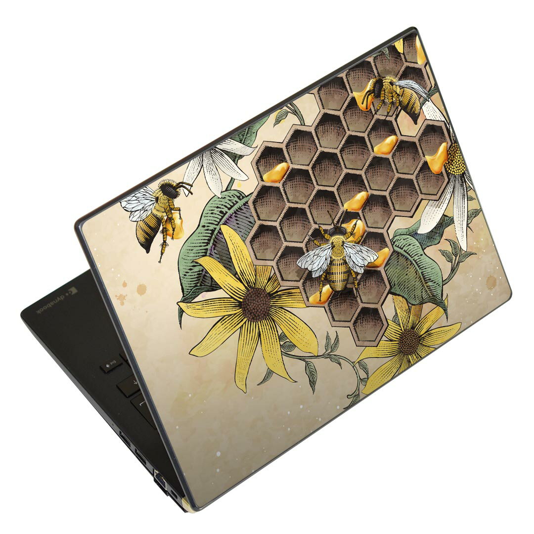 ノートパソコン スキンシール 13.3インチまで対応 汎用ステッカー 2枚セット LAVIE用 FMV用 LIFEBOOK用 Dynabook用 Lenovo用 Thinkbook用 IdeaPad用 HP用 Pavillon用 ENVY用 Elite用 Dell用 Vostro用 Inspiron用 VAIO用 015760 花 ひまわり 蜂 昆虫 植物