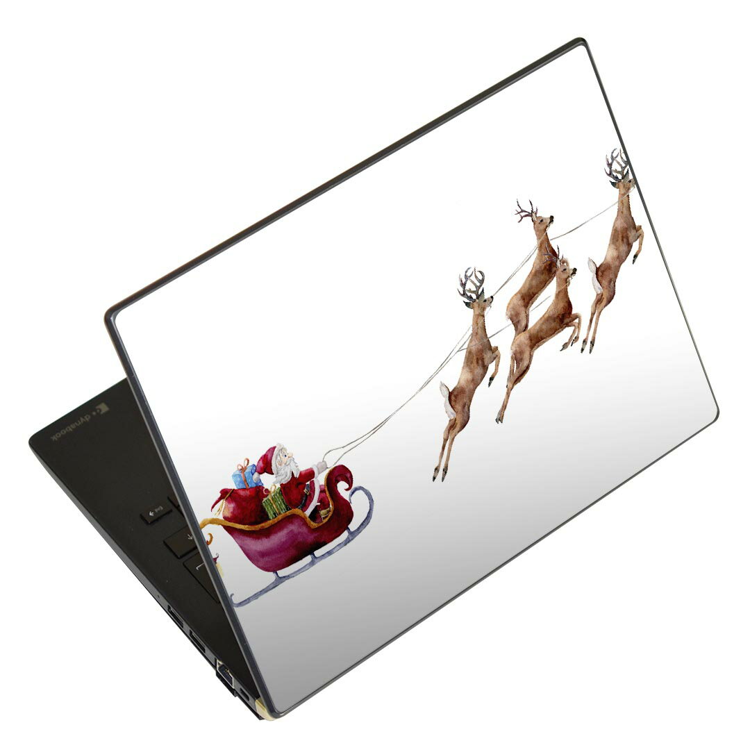 ノートパソコン スキンシール 13.3インチまで対応 汎用ステッカー 2枚セット LAVIE用 FMV用 LIFEBOOK用 Dynabook用 Lenovo用 Thinkbook用 IdeaPad用 HP用 Pavillon用 ENVY用 Elite用 Dell用 Vostro用 Inspiron用 VAIO用 015830 サンタ トナカイ そり