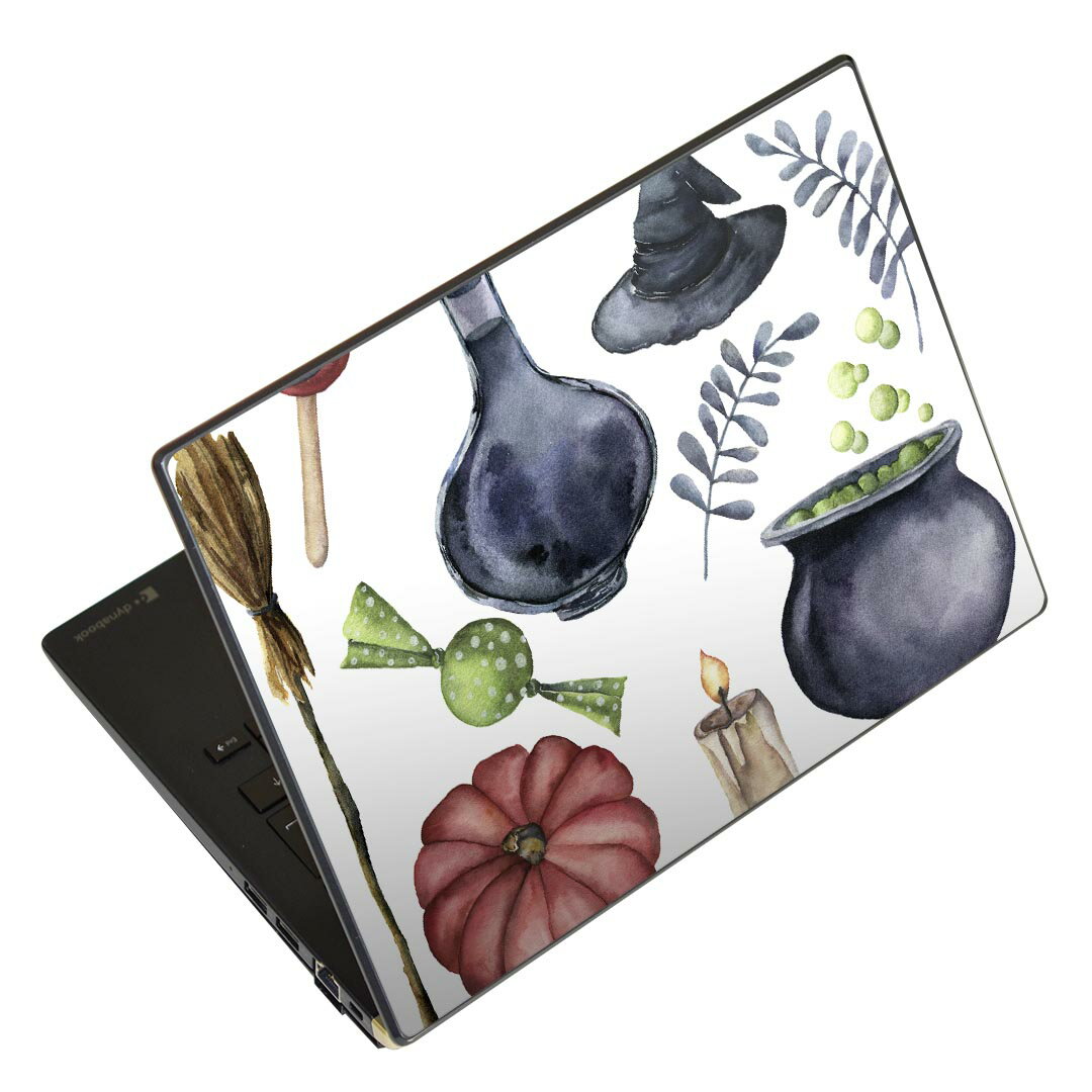 ノートパソコン スキンシール 13.3インチまで対応 汎用ステッカー 2枚セット LAVIE用 FMV用 LIFEBOOK用 Dynabook用 Lenovo用 Thinkbook用 IdeaPad用 HP用 Pavillon用 ENVY用 Elite用 Dell用 Vostro用 Inspiron用 VAIO用 015872 ハロウィン　魔女　halloween