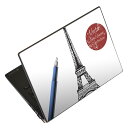 ノートパソコン スキンシール 13.3インチまで対応 汎用ステッカー 2枚セット LAVIE用 FMV用 LIFEBOOK用 Dynabook用 Lenovo用 Thinkbook用 IdeaPad用 HP用 Pavillon用 ENVY用 Elite用 Dell用 Vostro用 Inspiron用 VAIO用 016052 エッフェル塔 シャーペン(2)