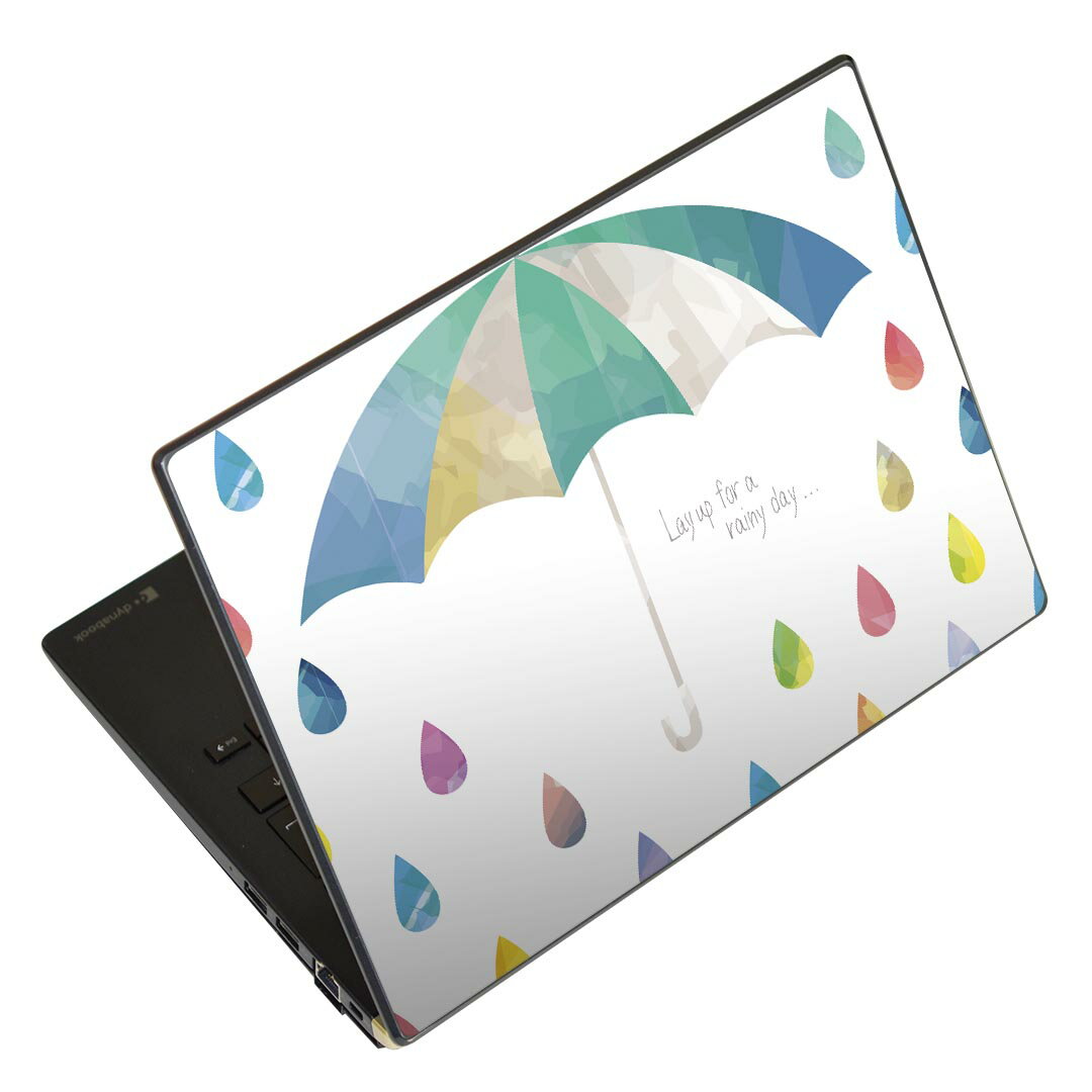ノートパソコン スキンシール 17インチまで対応 汎用ステッカー 2枚セット LAVIE用 FMV用 LIFEBOOK用 Dynabook用 Lenovo用 Thinkbook用 IdeaPad用 HP用 Pavillon用 ENVY用 Elite用 Dell用 Vostro用 Inspiron用 VAIO用 016260 雨 傘 カラフル
