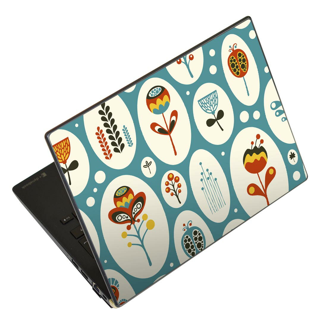 ノートパソコン スキンシール 17インチまで対応 汎用ステッカー 2枚セット LAVIE用 FMV用 LIFEBOOK用 Dynabook用 Lenovo用 Thinkbook用 IdeaPad用 HP用 Pavillon用 ENVY用 Elite用 Dell用 Vostro用 Inspiron用 VAIO用 016312 レトロ　模様