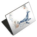 ノートパソコン スキンシール 17インチまで対応 汎用ステッカー 2枚セット LAVIE用 FMV用 LIFEBOOK用 Dynabook用 Lenovo用 Thinkbook用 IdeaPad用 HP用 Pavillon用 ENVY用 Elite用 Dell用 Vostro用 Inspiron用 VAIO用 017661 海の生物 海 sea くじら(2)