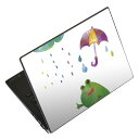 ノートパソコン スキンシール 13.3インチまで対応 汎用ステッカー 2枚セット LAVIE用 FMV用 LIFEBOOK用 Dynabook用 Lenovo用 Thinkbook用 IdeaPad用 HP用 Pavillon用 ENVY用 Elite用 Dell用 Vostro用 Inspiron用 VAIO用 017809 梅雨 傘 雨 梅雨 rainy カエル