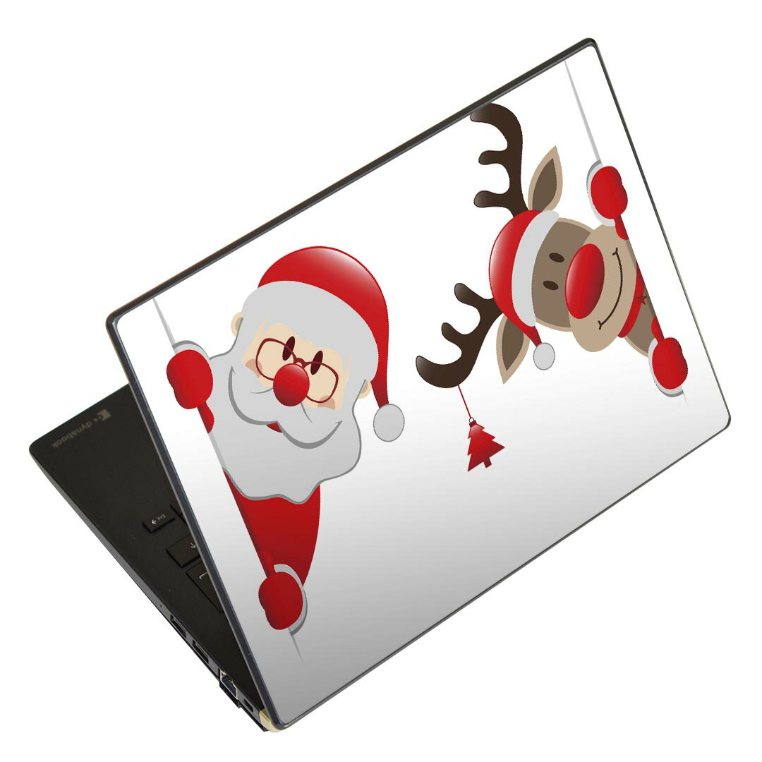 ノートパソコン スキンシール 13.3インチまで対応 汎用ステッカー 2枚セット LAVIE用 FMV用 LIFEBOOK用 Dynabook用 Lenovo用 Thinkbook用 IdeaPad用 HP用 Pavillon用 ENVY用 Elite用 Dell用 Vostro用 Inspiron用 VAIO用 017828 クリスマス サンタ トナカイ クリスマス
