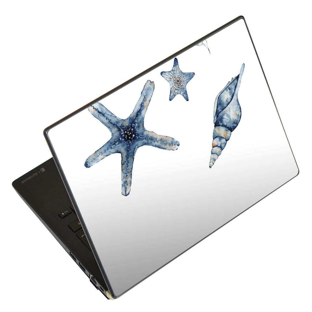 ノートパソコン スキンシール 13.3インチまで対応 汎用ステッカー 2枚セット LAVIE用 FMV用 LIFEBOOK用 Dynabook用 Lenovo用 Thinkbook用 IdeaPad用 HP用 Pavillon用 ENVY用 Elite用 Dell用 Vostro用 Inspiron用 VAIO用 017850 海の中 Underwater　ヒトデ　貝殻　海の中