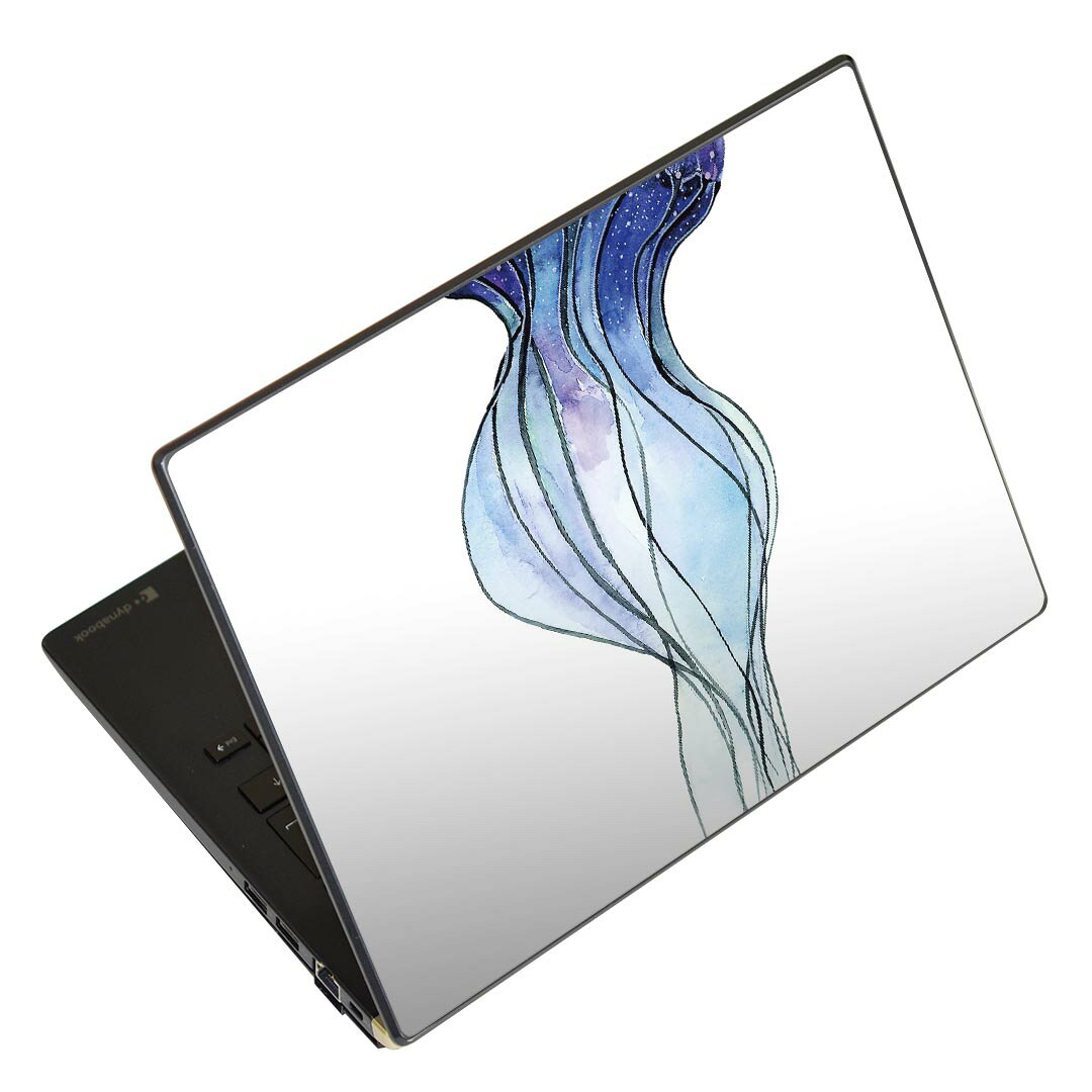 ノートパソコン スキンシール 17インチまで対応 汎用ステッカー 2枚セット LAVIE用 FMV用 LIFEBOOK用 Dynabook用 Lenovo用 Thinkbook用 IdeaPad用 HP用 Pavillon用 ENVY用 Elite用 Dell用 Vostro用 Inspiron用 VAIO用 018997 イラスト クラゲ