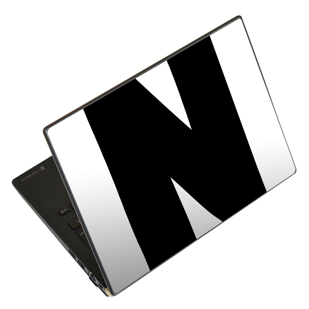 ノートパソコン スキンシール 17インチまで対応 汎用ステッカー 2枚セット LAVIE用 FMV用 LIFEBOOK用 Dynabook用 Lenovo用 Thinkbook用 IdeaPad用 HP用 Pavillon用 ENVY用 Elite用 Dell用 Vostro用 Inspiron用 VAIO用 019194 フォント 文字 n アルファベット