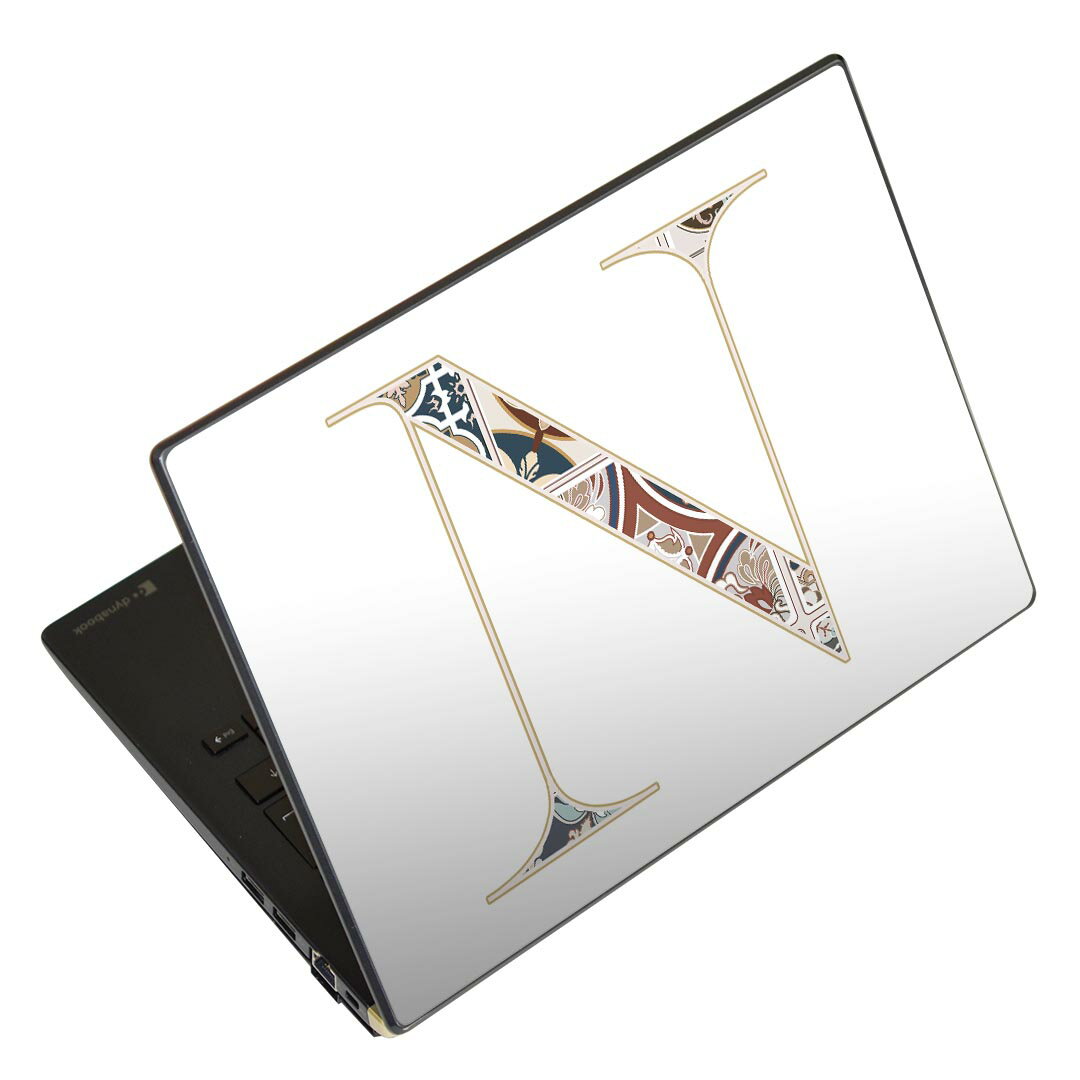 ノートパソコン スキンシール 13.3インチまで対応 汎用ステッカー 2枚セット LAVIE用 FMV用 LIFEBOOK用 Dynabook用 Lenovo用 Thinkbook用 IdeaPad用 HP用 Pavillon用 ENVY用 Elite用 Dell用 Vostro用 Inspiron用 VAIO用 019257 フォント 文字 n アルファベット