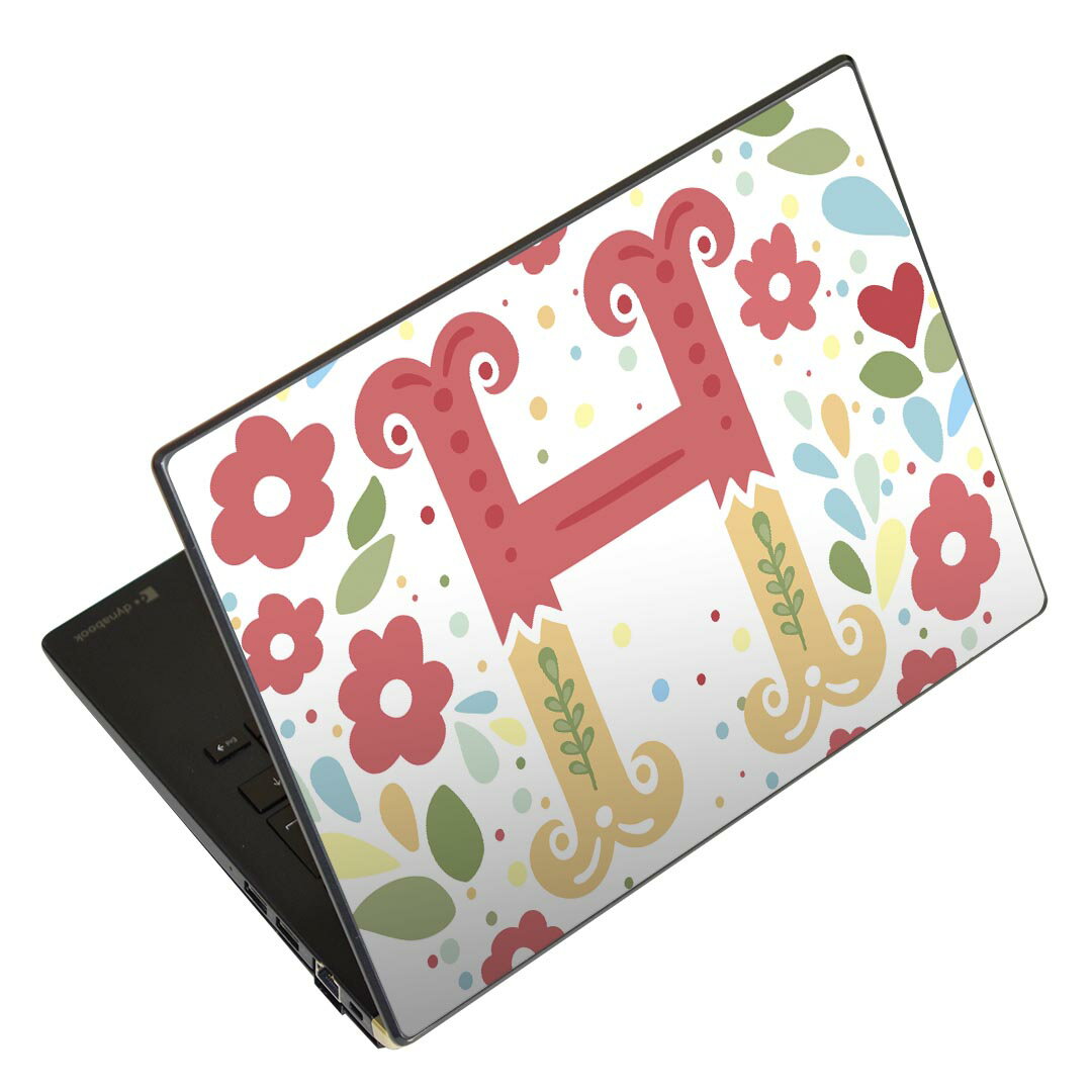 ノートパソコン スキンシール 17インチまで対応 汎用ステッカー 2枚セット LAVIE用 FMV用 LIFEBOOK用 Dynabook用 Lenovo用 Thinkbook用 IdeaPad用 HP用 Pavillon用 ENVY用 Elite用 Dell用 Vostro用 Inspiron用 VAIO用 019277 フォント 文字 h アルファベット