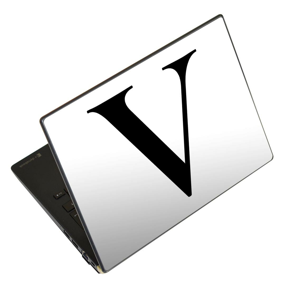 ノートパソコン スキンシール 13.3インチまで対応 汎用ステッカー 2枚セット LAVIE用 FMV用 LIFEBOOK用 Dynabook用 Lenovo用 Thinkbook用 IdeaPad用 HP用 Pavillon用 ENVY用 Elite用 Dell用 Vostro用 Inspiron用 VAIO用 019555 フォント 文字 v アルファベット