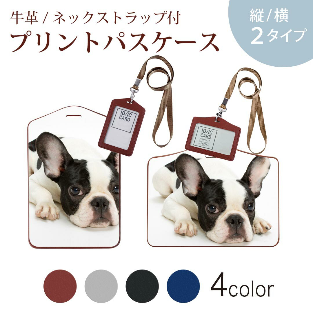 パスケース 定期入れ IC IDカード入れ グレー ブラック ブラウン ネックストラップ付 社員証入れ 通学 通勤 passcase 000889 犬　フレンチブルドック