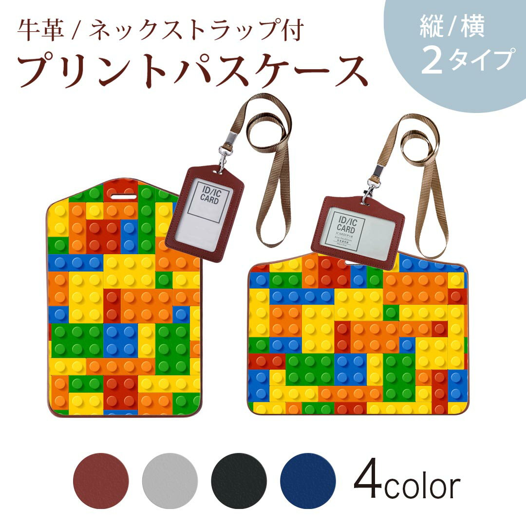 パスケース 定期入れ IC IDカード入れ グレー ブラック ブラウン ネックストラップ付 社員証入れ 通学 通勤 passcase 001168 ブロック　カラフル