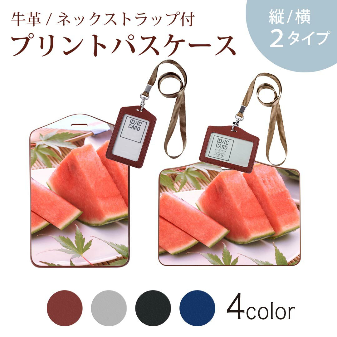 パスケース 定期入れ IC IDカード入れ グレー ブラック ブラウン ネックストラップ付 社員証入れ 通学 通勤 passcase 002779 夏　スイカ　写真