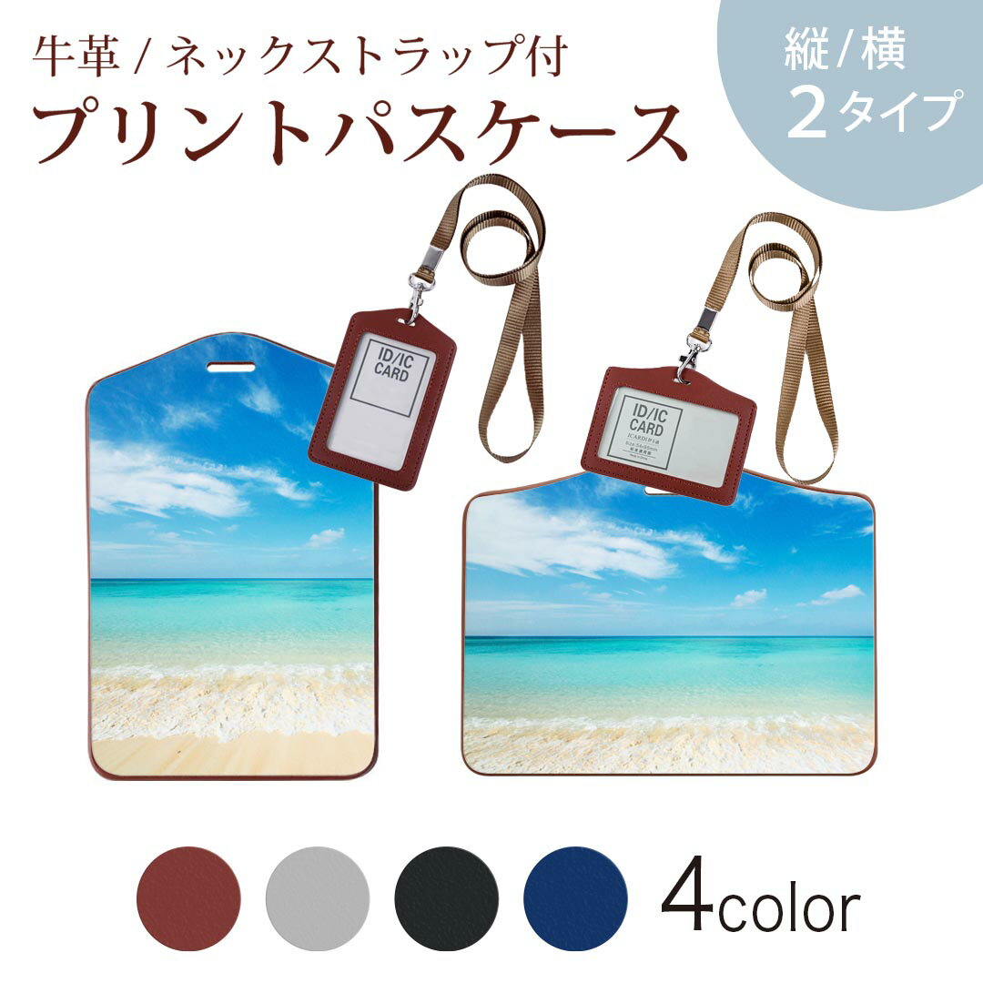 パスケース 定期入れ IC IDカード入れ グレー ブラック ブラウン ネックストラップ付 社員証入れ 通学 通勤 passcase 002856 海　空　写真