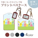 パスケース 定期入れ IC IDカード入れ グレー ブラック ブラウン ネックストラップ付 社員証入れ 通学 通勤 passcase 002868 うさぎ 動物 カラフル