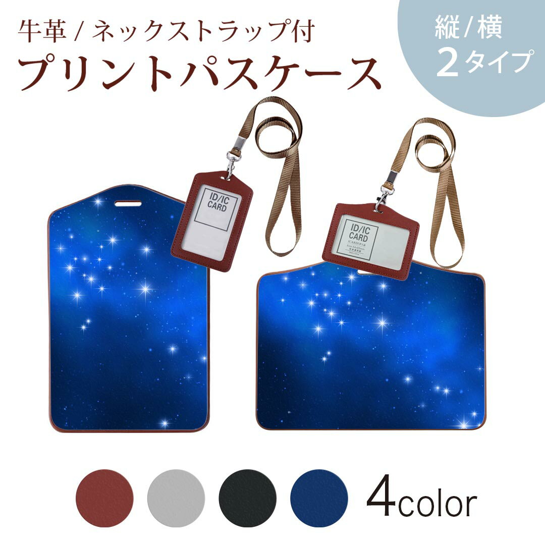 パスケース 定期入れ IC IDカード入れ グレー ブラック ブラウン ネックストラップ付 社員証入れ 通学 通勤 passcase 002924 空　星　夜空