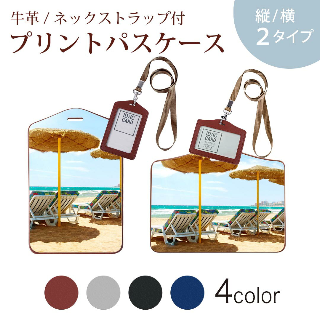 パスケース 定期入れ IC IDカード入れ グレー ブラック ブラウン ネックストラップ付 社員証入れ 通学 通勤 passcase 002927 海　空　写真