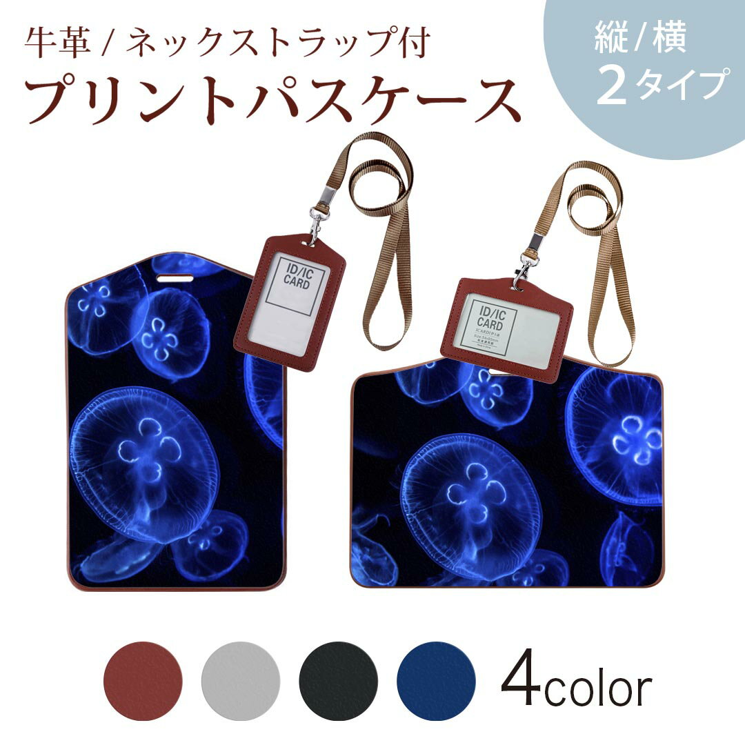 パスケース 定期入れ IC IDカード入れ グレー ブラック ブラウン ネックストラップ付 社員証入れ 通学 通勤 passcase 003336 クール くらげ　海　写真
